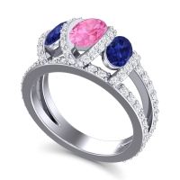 Three Stone Oval Pave Vapra Ring