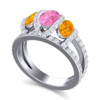 Three Stone Oval Pave Vapra Ring