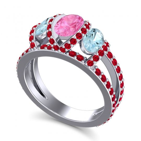 Three Stone Oval Pave Vapra Ring