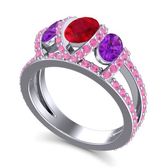 Three Stone Oval Pave Vapra Ring