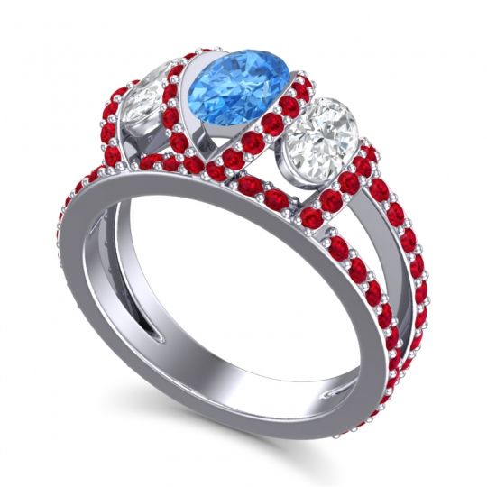Three Stone Oval Pave Vapra Ring