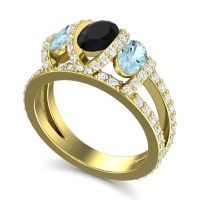 Three Stone Oval Pave Vapra Ring