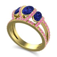 Three Stone Oval Pave Vapra Ring