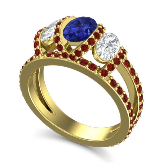 Three Stone Oval Pave Vapra Ring