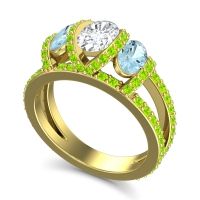 Three Stone Oval Pave Vapra Ring