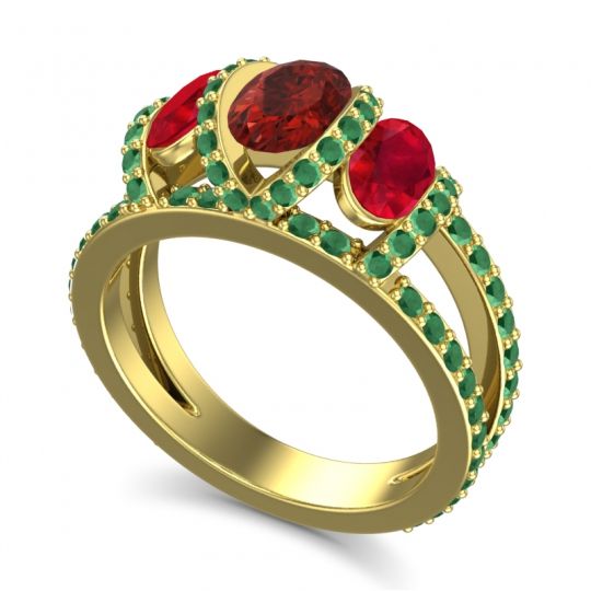 Three Stone Oval Pave Vapra Ring