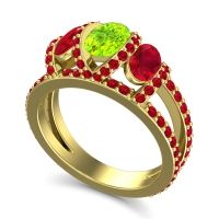 Three Stone Oval Pave Vapra Ring