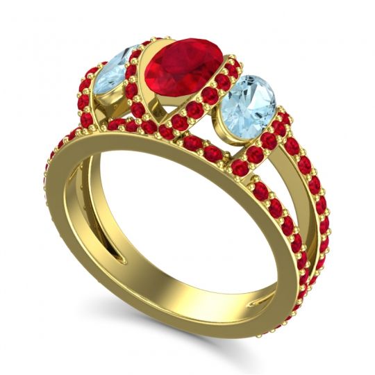 Three Stone Oval Pave Vapra Ring