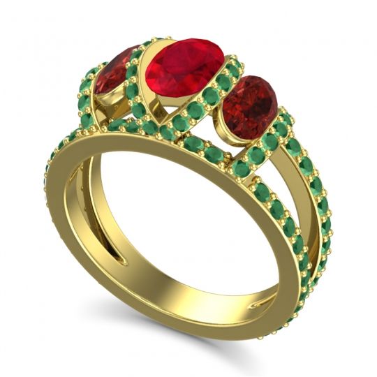 Three Stone Oval Pave Vapra Ring