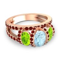 Three Stone Oval Pave Vapra Ring