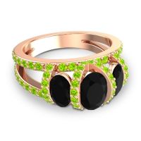 Three Stone Oval Pave Vapra Ring