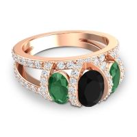 Three Stone Oval Pave Vapra Ring
