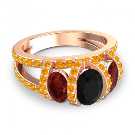 Three Stone Oval Pave Vapra Ring