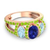 Three Stone Oval Pave Vapra Ring