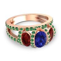 Three Stone Oval Pave Vapra Ring