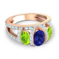 Three Stone Oval Pave Vapra Ring