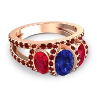 Three Stone Oval Pave Vapra Ring