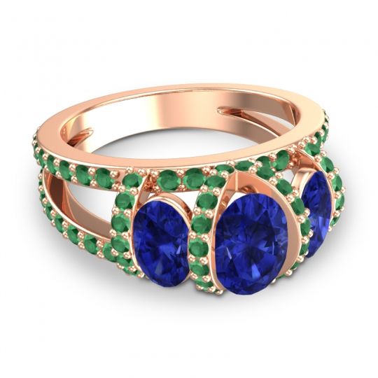 Three Stone Oval Pave Vapra Ring