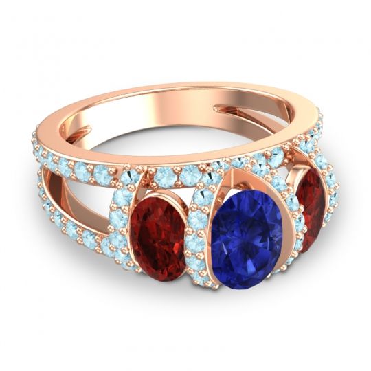 Three Stone Oval Pave Vapra Ring