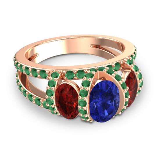 Three Stone Oval Pave Vapra Ring