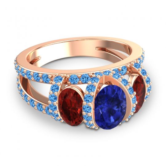 Three Stone Oval Pave Vapra Ring