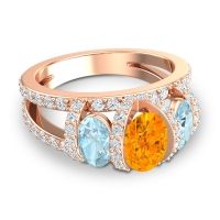 Three Stone Oval Pave Vapra Ring