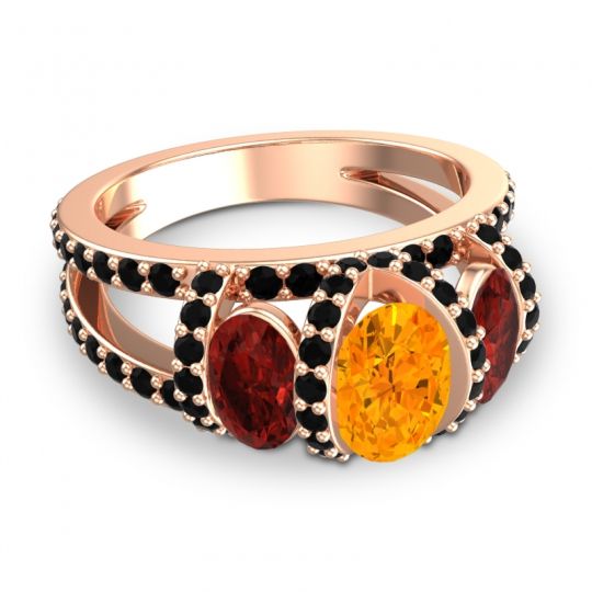 Three Stone Oval Pave Vapra Ring