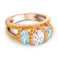 Three Stone Oval Pave Vapra Ring