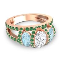 Three Stone Oval Pave Vapra Ring