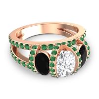 Three Stone Oval Pave Vapra Ring