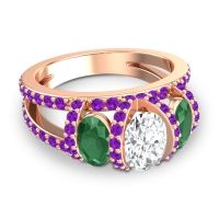 Three Stone Oval Pave Vapra Ring