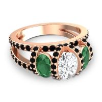 Three Stone Oval Pave Vapra Ring