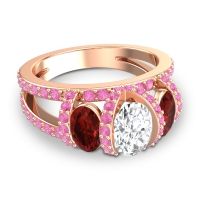 Three Stone Oval Pave Vapra Ring