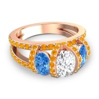 Three Stone Oval Pave Vapra Ring