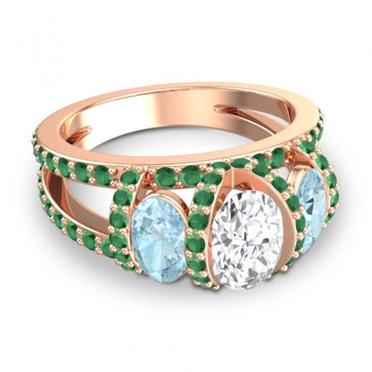 Three Stone Oval Pave Vapra Ring
