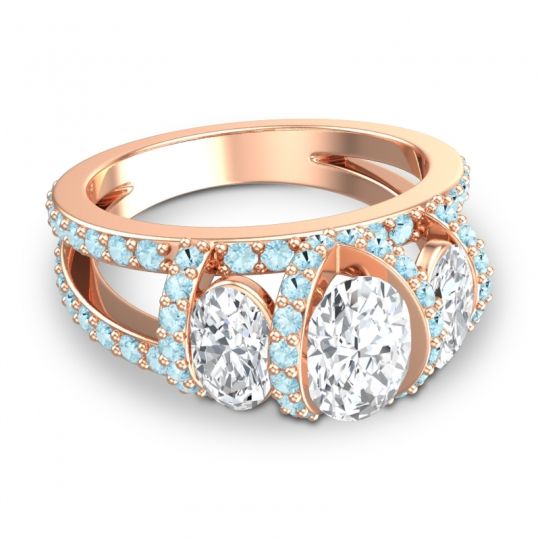 Three Stone Oval Pave Vapra Ring