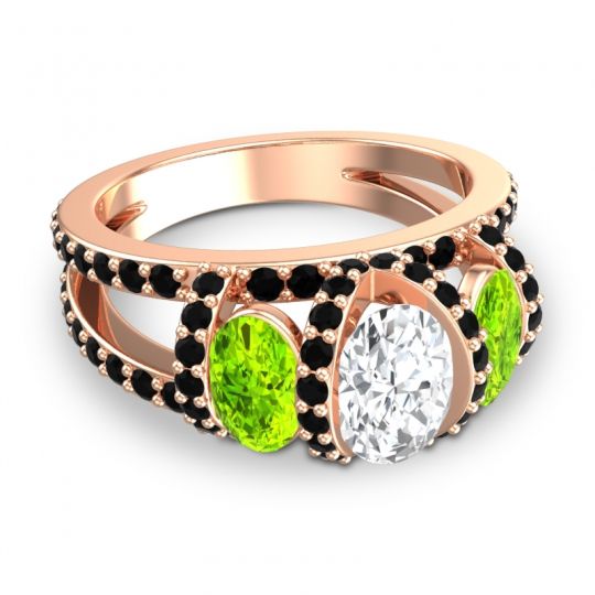 Three Stone Oval Pave Vapra Ring