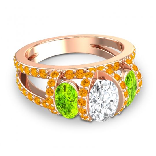Three Stone Oval Pave Vapra Ring