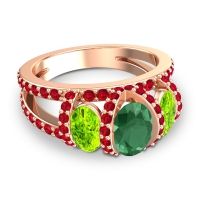 Three Stone Oval Pave Vapra Ring