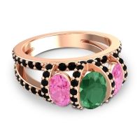 Three Stone Oval Pave Vapra Ring