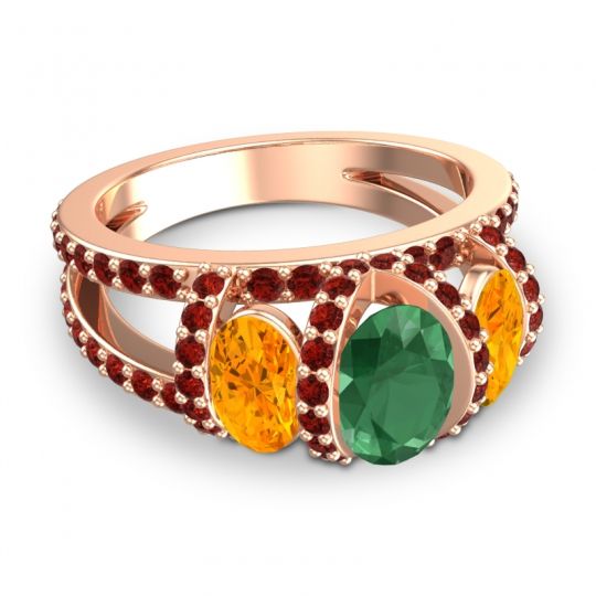 Three Stone Oval Pave Vapra Ring