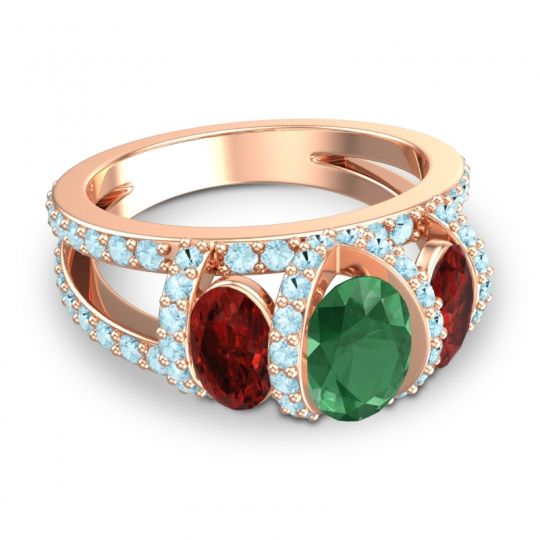 Three Stone Oval Pave Vapra Ring