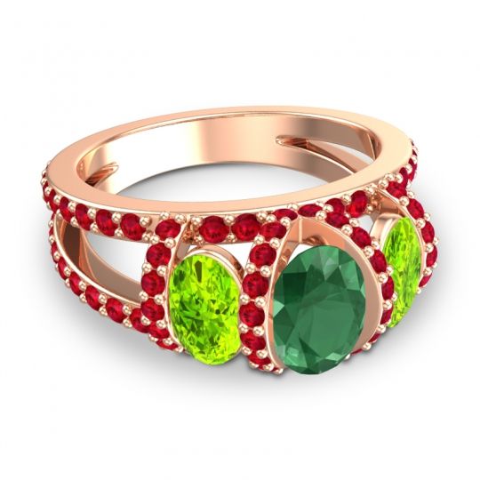 Three Stone Oval Pave Vapra Ring