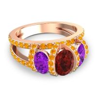 Three Stone Oval Pave Vapra Ring