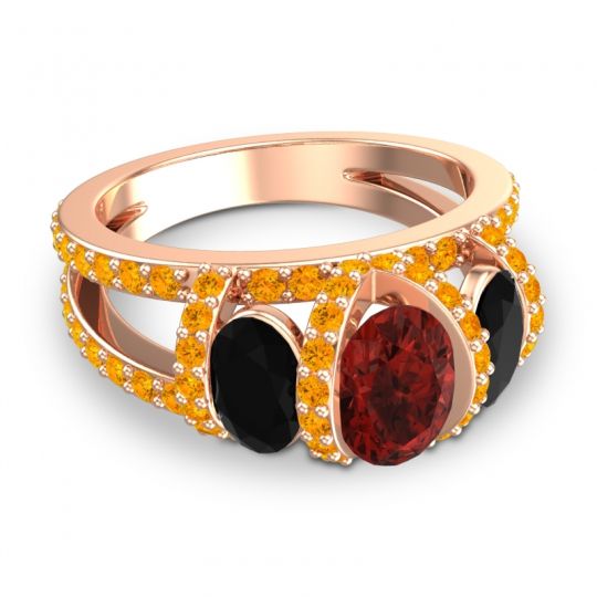 Three Stone Oval Pave Vapra Ring