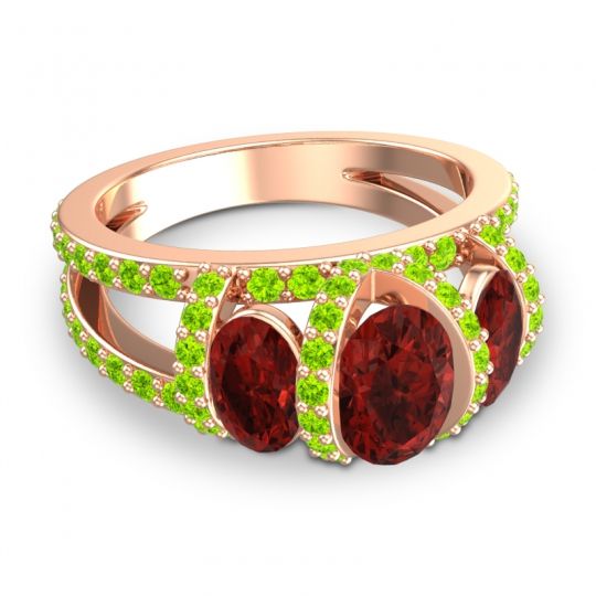 Three Stone Oval Pave Vapra Ring