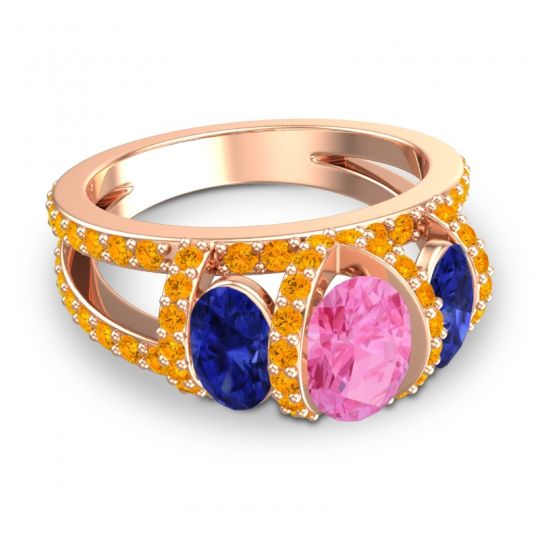 Three Stone Oval Pave Vapra Ring