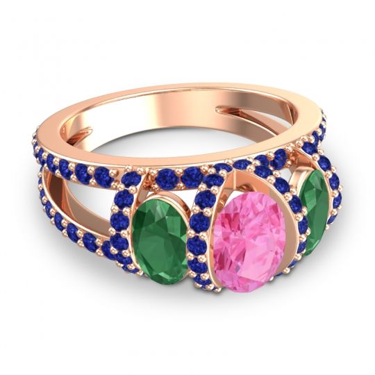 Three Stone Oval Pave Vapra Ring