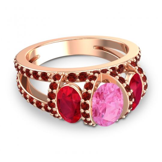 Three Stone Oval Pave Vapra Ring