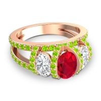 Three Stone Oval Pave Vapra Ring